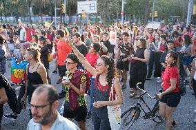 Anti-colonial Demonstration On Hispanic Heritage Day In Barcelona.