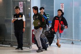 Thai Workers Evacuated From Israel Arrive At Suvarnabhumi Airport.