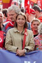 Sophie Binet Take Part In A Demonstration As Part Of A Nationwide Day Of Strike In Paris