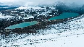 Sister Lake Snow Scenery  in Ganzi
