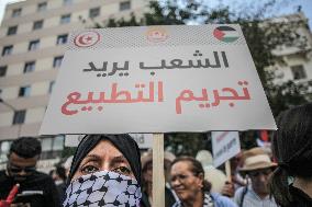 Tunisians March In Support Of Palestinians Amid Hamas-Israel Conflict In Tunis