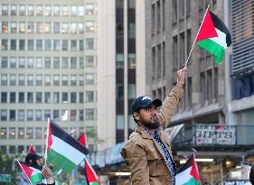 (FOCUS) U.S.-NEW YORK-ISRAELI-PALESTINIAN CONFLICT-RALLY