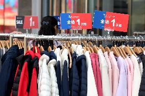 Clothes Sold at a 10 Percent Discount at a Store in Qingdao