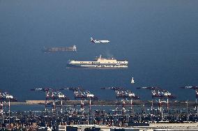 Divers ships in the port of Barcelona