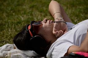 Persons Observe Annular Solar Eclipse From Mexico