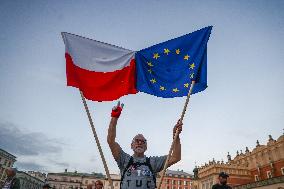 Pre-Election Demonstration In Krakow, Poland