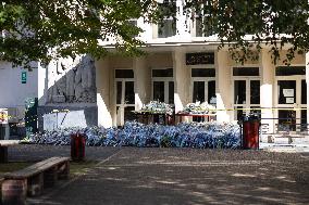 Flowers in front of Gambetta high school - Arras