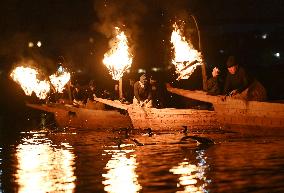 End of cormorant fishing season in central Japan