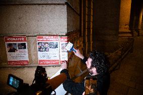 Posters Of Israeli Hostages Put up On Walls - Paris