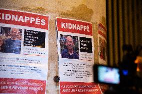 Posters Of Israeli Hostages Put up On Walls - Paris