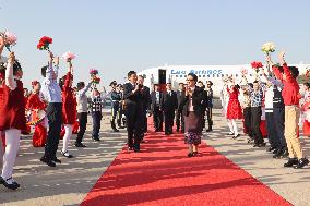 (BRF2023)CHINA-BEIJING-BELT AND ROAD FORUM-LAO PRESIDENT-ARRIVAL (CN)