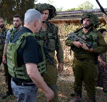 Benjamin Netanyahu Tours Kibbutz Near Gaza - Israel