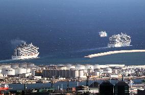 Divers ships in the port of Barcelona