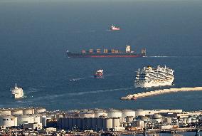 Divers ships in the port of Barcelona