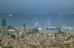 Divers ships in the port of Barcelona