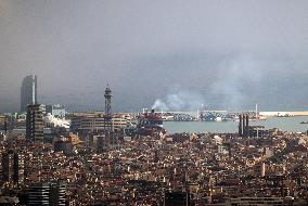 Divers ships in the port of Barcelona