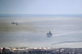 Divers ships in the port of Barcelona