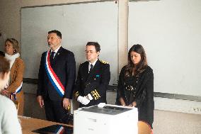 Prisca Thevenot Attends Tribute To Samuel Paty And Dominique Bernard - Sevres
