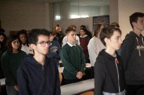Prisca Thevenot Attends Tribute To Samuel Paty And Dominique Bernard - Sevres