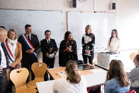 Prisca Thevenot Attends Tribute To Samuel Paty And Dominique Bernard - Sevres
