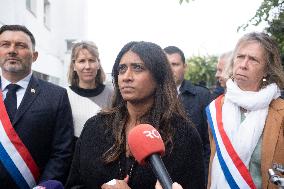 Prisca Thevenot Attends Tribute To Samuel Paty And Dominique Bernard - Sevres