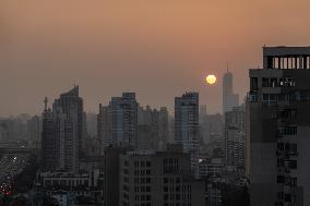 Buildings at Sunset in Shanghai, China