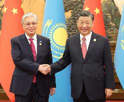 (BRF2023)CHINA-BEIJING-XI JINPING-KAZAKH PRESIDENT-MEETING (CN)