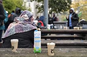 Migrants Gather To Receive Alimentary Aid - Paris
