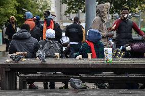 Migrants Gather To Receive Alimentary Aid - Paris