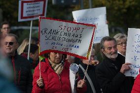 Protest Against Closing Hospital In Duesseldorf