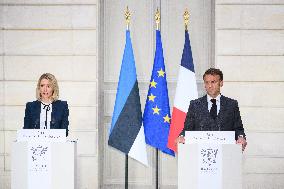 President Macron Meets Estonia's PM Kaja Kallas - Paris