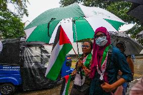 Activists Held A Protest Against Israel's Gaza Bombardment.