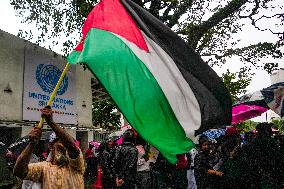Activists Held A Protest Against Israel's Gaza Bombardment.