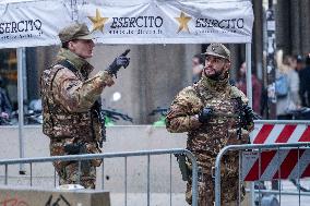 Security Measures For Terrorism Alert Near Duomo - Milan