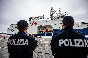 The Migrant Rescue Vessel, Geo Barents, Has Arrived And Docked In Genoa.