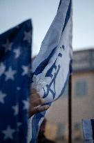 Iran, Burning U.S. And Israel Flags In An Anti-Israel Rally In Tehran