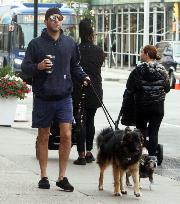 Zachary Quinto Walking His Dogs - NYC