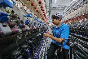 Worker Works in A Spinning Workshop in Bazhou