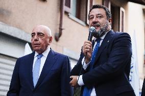 Matteo Salvini And Adriano Galliani Attend A Rally For The Senate Of The Republic By-election Of Monza In Concorezzo