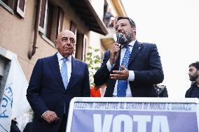 Matteo Salvini And Adriano Galliani Attend A Rally For The Senate Of The Republic By-election Of Monza In Concorezzo