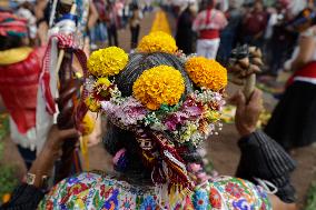 Pre-Hispanic Blessing Ceremony Of Cempasúchil Flowers In Mexico