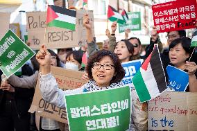 Pro-Palestine Rally In Seoul