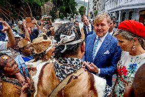 Dutch Royals Walk Through A Demonstration After Slave Lodge Museum Visit - Cape Town