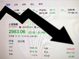 Photo Illustration Shanghai Composite Index Falling Below 3,000 Points