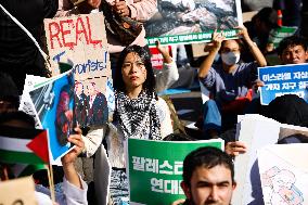 Pro-Palestine Rally In Seoul