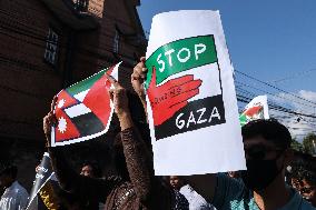 March In Nepal In Suppprt Of Palestine