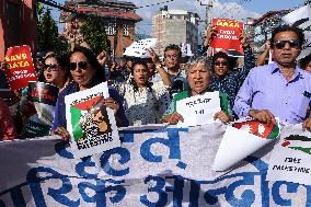March In Nepal In Suppprt Of Palestine