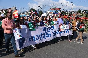 March In Nepal In Suppprt Of Palestine