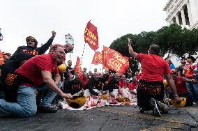 Demonstration Of The Workers Of Acciaierie D'Italia Ex Ilva.