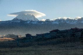 Cap Cloud Above Yala Mountain in Kangding